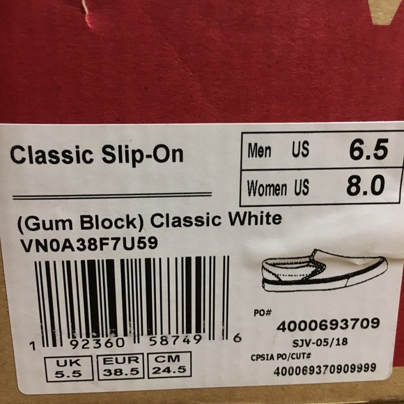 NWT Vans Classic Slip On Gum Block, W 8, M 6.5 - Picture 8 of 8